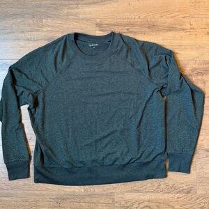 Quince Flowknit Pullover Crew, Heather Green Size S